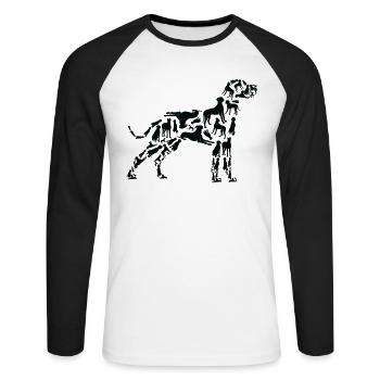 Great Dane Dog Silhouette Poses Great Dane Owner - Unisex Long Sleeve Baseball T-Shirt - white/black - Front - Nik (191cm)