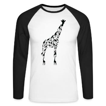 Giraffe Wildlife Africa Giraffes Silhouette - Unisex Long Sleeve Baseball T-Shirt - white/black - Front - Nik (191cm)