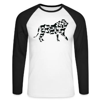 Lion Wildlife Africa Lions Silhouette - Unisex Long Sleeve Baseball T-Shirt - white/black - Front - Nik (191cm)