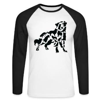 Chien de berger australien Mama Beagle papa - T-shirt baseball manches longues Homme - blanc/noir - Devant - Nik (191cm)