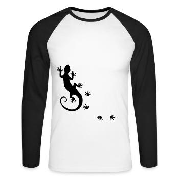 gecko allant - T-shirt baseball manches longues Homme - blanc/noir - Devant - Nik (191cm)