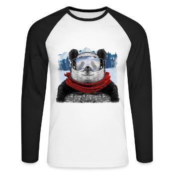 ski panda - Unisex Long Sleeve Baseball T-Shirt - white/black - Front - Nik (191cm)