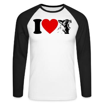 I heart lynx ladies wildcat lynx motif lynx - Unisex Long Sleeve Baseball T-Shirt - white/black - Front - Nik (191cm)