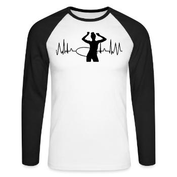 Fréquence cardiaque Hula Puls Hoop Hulahoop Hullern - T-shirt baseball manches longues Homme - blanc/noir - Devant - Nik (191cm)