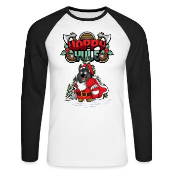 Happy Yule Viking Christmas Wolf - Unisex Baseballshirt langarm - Weiß/Schwarz - Vorne - Nik (191cm)
