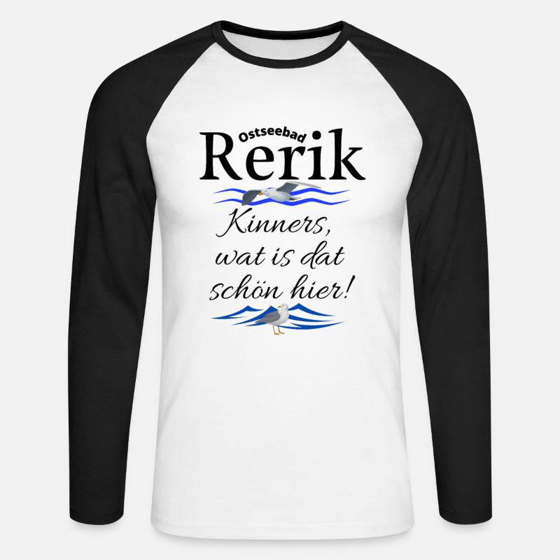 Rerik Ostseebad Spruch Möwe - Unisex Baseballshirt langarm - Weiß/Schwarz