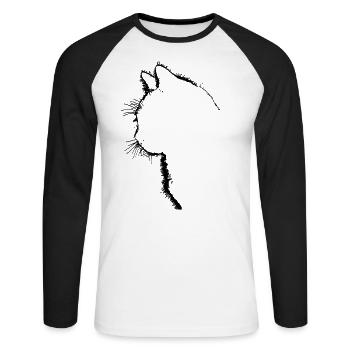 Cat profile for Cat and Feline Lovers - Unisex Long Sleeve Baseball T-Shirt - white/black - Front - Nik (191cm)