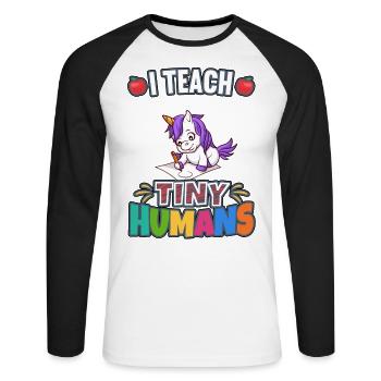 I Teach Tiny Humans Elementary School Teacher - Unisex Baseballshirt langarm - Weiß/Schwarz - Vorne - Nik (191cm)