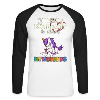 It Takes A Big Heart To Shape Little Minds Teacher - Unisex Long Sleeve Baseball T-Shirt - white/black - Front - Nik (191cm)