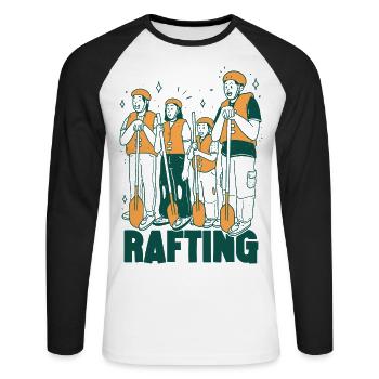Tenue d’équipe de rafting pour les équipes de navigation de plaisance en montagne - T-shirt baseball manches longues Homme - blanc/noir - Devant - Nik (191cm)
