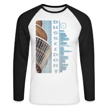 Düsseldorf Deutschland Stadt Skyline Heimat Liebe - Unisex Baseballshirt langarm - Weiß/Schwarz - Vorne - Nik (191cm)