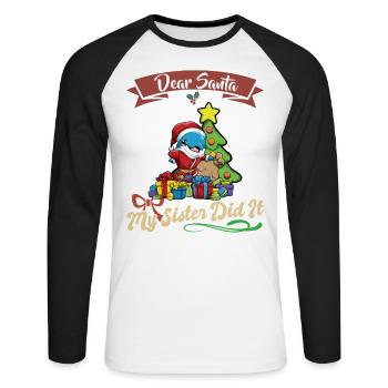 Cher Père Noël Ma sœur l’a fait frères et sœurs Noël - T-shirt baseball manches longues Homme - blanc/noir - Devant - Nik (191cm)
