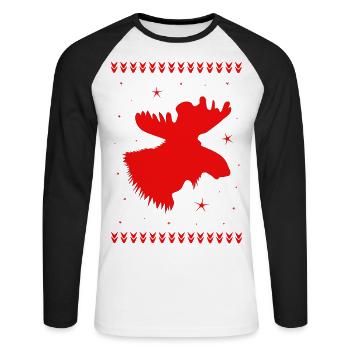 Elk Christmas Reindeer Deer - T-shirt baseball manches longues Homme - blanc/noir - Devant - Nik (191cm)