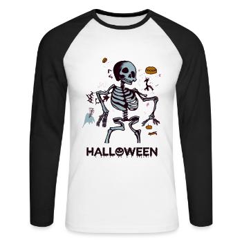 Halloween - Unisex Long Sleeve Baseball T-Shirt - white/black - Front - Nik (191cm)