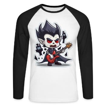 Guitar-strumming Vampire - Unisex Long Sleeve Baseball T-Shirt - white/black - Front - Nik (191cm)