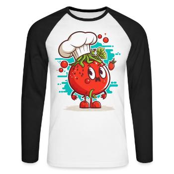 Saucy Kitchen - Unisex Long Sleeve Baseball T-Shirt - white/black - Front - Nik (191cm)