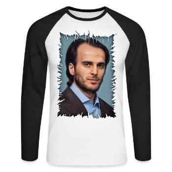 Yusup Temerkhanov - T-shirt baseball manches longues Homme - blanc/noir - Devant - Nik (191cm)