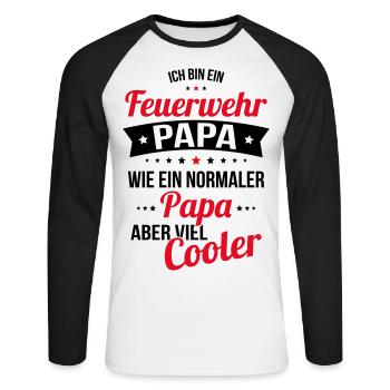 Firefighter dad much cooler like a normal dad - Unisex Long Sleeve Baseball T-Shirt - white/black - Front - Nik (191cm)
