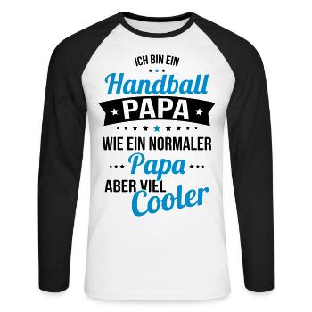 Handball dad like a normal dad much cooler - Unisex Long Sleeve Baseball T-Shirt - white/black - Front - Nik (191cm)