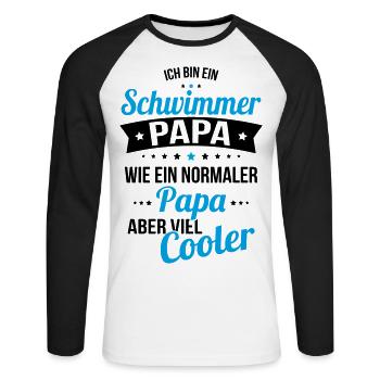 Swimmer dad like a normal dad much cooler - Unisex Long Sleeve Baseball T-Shirt - white/black - Front - Nik (191cm)