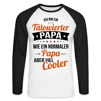 Papa tatoué beaucoup plus cool comme un papa normal - T-shirt baseball manches longues Homme - blanc/noir - Devant - Nik (191cm)