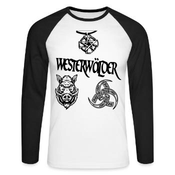 Westerwälder - Unisex Baseballshirt langarm - Weiß/Schwarz - Vorne - Nik (191cm)