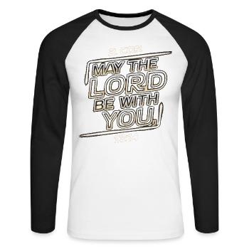 Que le Seigneur soit avec vous - T-shirt baseball manches longues Homme - blanc/noir - Devant - Nik (191cm)