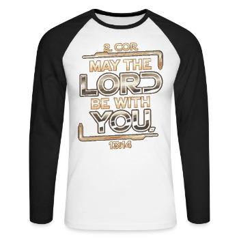 Que le Seigneur soit avec vous - T-shirt baseball manches longues Homme - blanc/noir - Devant - Nik (191cm)