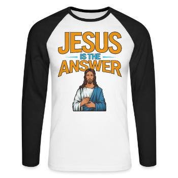 Jésus est la réponse - Jesus ist die Antwort - T-shirt baseball manches longues Homme - blanc/noir - Devant - Nik (191cm)