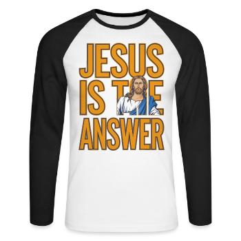 Jésus est la réponse - Jesus ist die Antwort - T-shirt baseball manches longues Homme - blanc/noir - Devant - Nik (191cm)