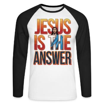 Jésus est la réponse - Jesus ist die Antwort - T-shirt baseball manches longues Homme - blanc/noir - Devant - Nik (191cm)