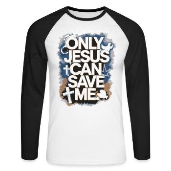 Seul Jésus peut me sauver Conception chrétienne - T-shirt baseball manches longues Homme - blanc/noir - Devant - Nik (191cm)
