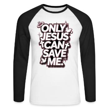 Seul Jésus peut me sauver Conception chrétienne - T-shirt baseball manches longues Homme - blanc/noir - Devant - Nik (191cm)