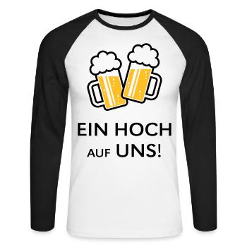 Ein Hoch Auf Uns! Bierkrüge Stoßen An (Bier / 2C) - Unisex Baseballshirt langarm - Weiß/Schwarz - Vorne - Nik (191cm)