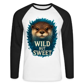 Wild but Sweet – Cool Otter - Unisex Long Sleeve Baseball T-Shirt - white/black - Front - Nik (191cm)