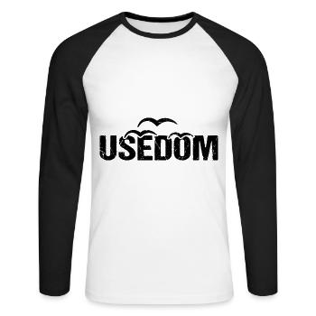 Usedom Ostsee Insel Möwen - Unisex Baseballshirt langarm - Weiß/Schwarz - Vorne - Nik (191cm)
