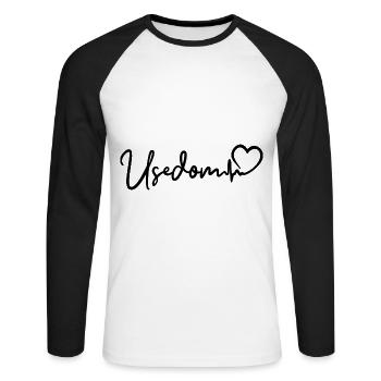 Usedom Herzschlag Ostsee Insel Usedom - Unisex Baseballshirt langarm - Weiß/Schwarz - Vorne - Nik (191cm)