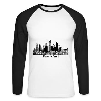 Frankfurt Banken Panorama Hochhäuser schwarz - Unisex Baseballshirt langarm - Weiß/Schwarz - Vorne - Nik (191cm)