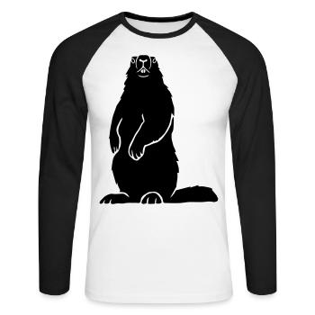 Murmeltier Alpen Alps Berge Groundhog Erdhörnchen - Unisex Baseballshirt langarm - Weiß/Schwarz - Vorne - Nik (191cm)