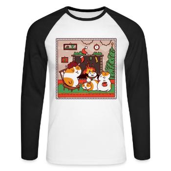 Cochon d'Inde Fan Girl Noël Noël - T-shirt baseball manches longues Homme - blanc/noir - Devant - Nik (191cm)