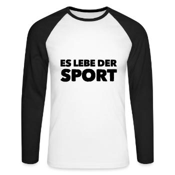 Es lebe der Sport --- Song von Reinhard Fendrich - Unisex Baseballshirt langarm - Weiß/Schwarz - Vorne - Nik (191cm)