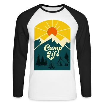 Camp Life - Unisex Long Sleeve Baseball T-Shirt - white/black - Front - Nik (191cm)