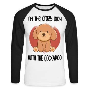 Cockapoo - T-shirt baseball manches longues Homme - blanc/noir - Devant - Nik (191cm)