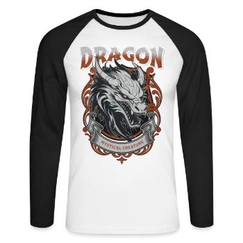 Dragon Fantasy Magic Mysticism Creature Animal Vintage - Unisex Long Sleeve Baseball T-Shirt - white/black - Front - Nik (191cm)