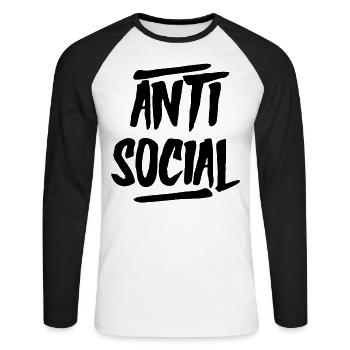 AntiSocial II B - T-shirt baseball manches longues Homme - blanc/noir - Devant - Nik (191cm)