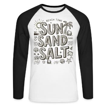 Beach Time Sun Sand Salt - Unisex Long Sleeve Baseball T-Shirt - white/black - Front - Nik (191cm)