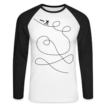 Un surfeur fait des boucles - T-shirt baseball manches longues Homme - blanc/noir - Devant - Nik (191cm)
