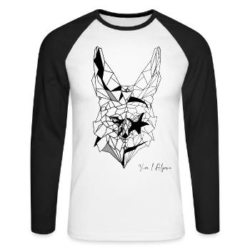 Fennec polygone drapeau de l'Algérie - T-shirt baseball manches longues Homme - blanc/noir - Devant - Nik (191cm)