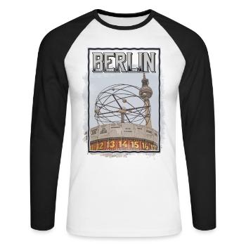 Berlin Deutschland Stadt Skyline Heimat Liebe - Unisex Baseballshirt langarm - Weiß/Schwarz - Vorne - Nik (191cm)