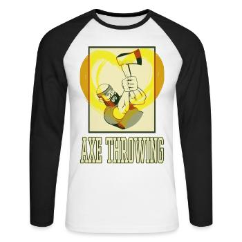 Axtwerfen Axt Werfen Axe Throwing Sport Doppelaxt - Unisex Baseballshirt langarm - Weiß/Schwarz - Vorne - Nik (191cm)